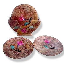 2 Leaves brown coaster